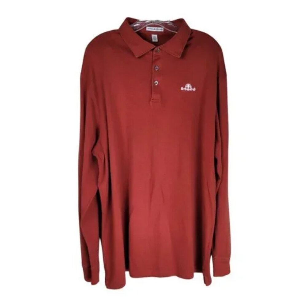 Peter Millar Long Sleeve Polo Shirt Orange Mens XXL Golf